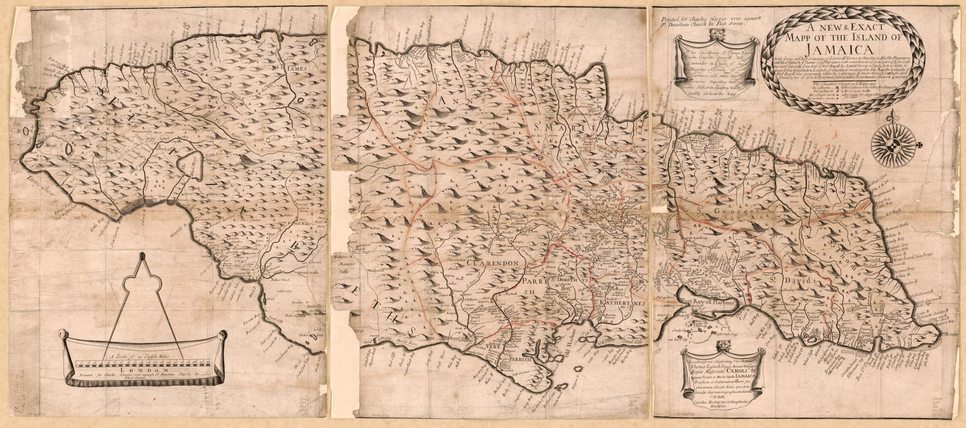 A new & exact mapp of the island of Jamaica, [1684?]